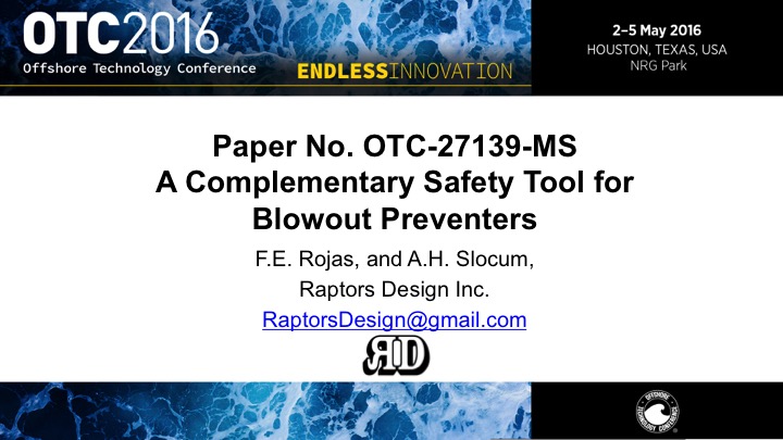 Title slide presented for the Offshore Technology Conference in 2016 for the HAWK tool.  Paper No OTC 27139-MS